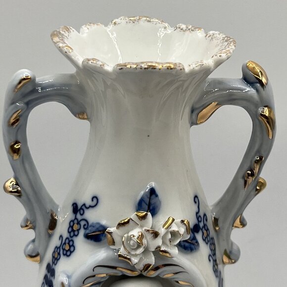 Vintage 1960s Norleans 2 Victorian Style Porcelain Figurine Vases Made In Japan - Picture 8 of 15